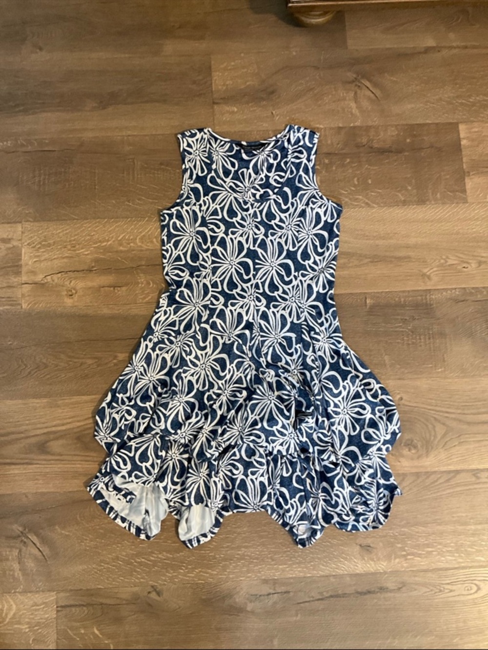 Tango Mango sleeveless blue white floral mini dress, XS
